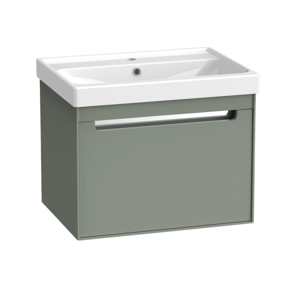 Cut out image of the Tavistock Acumen 600mm Laurel Green Wall-Hung Vanity Unit & Basin